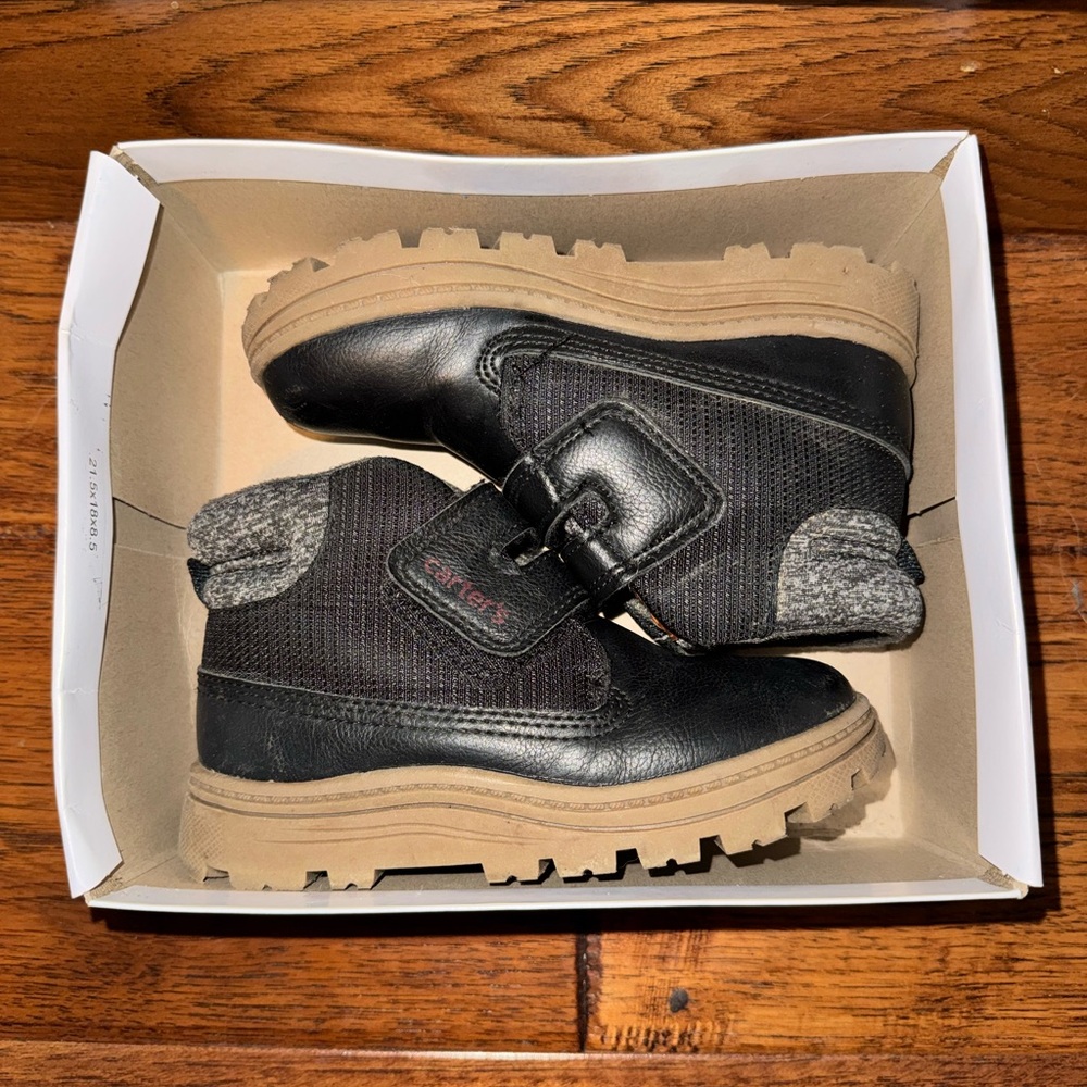 Carter's Black and Tan Kids Boots with Gray Accents